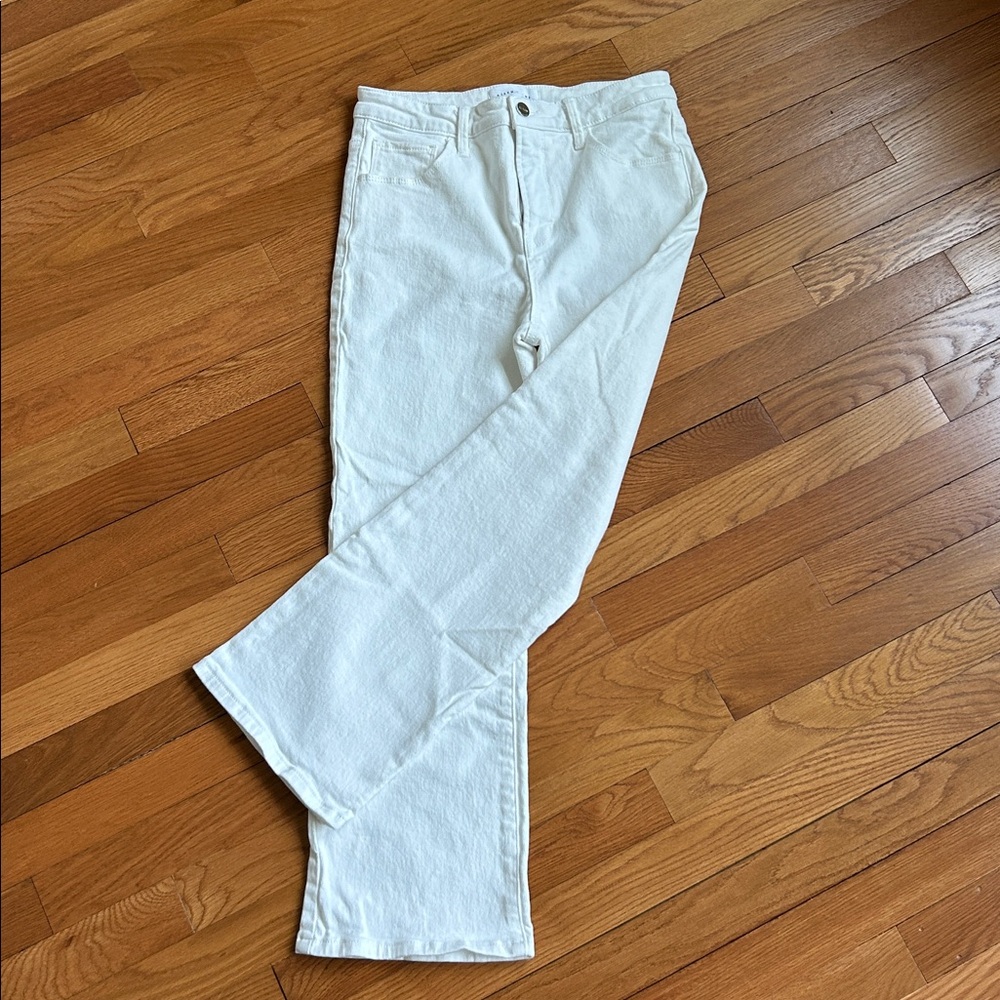 RISEN- white mid rise ankle boot cut jeans - Picture 3 of 8